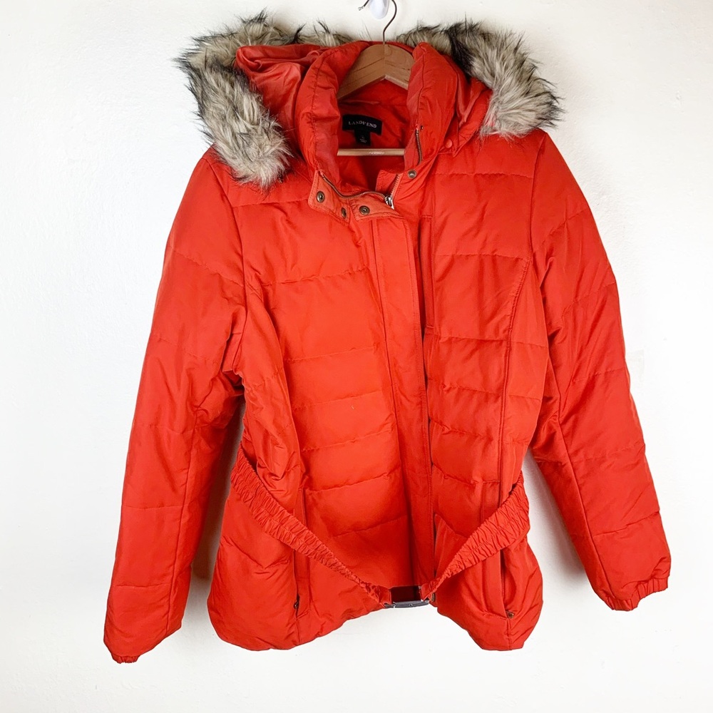 Lands End Orange Puffer Winter Coat